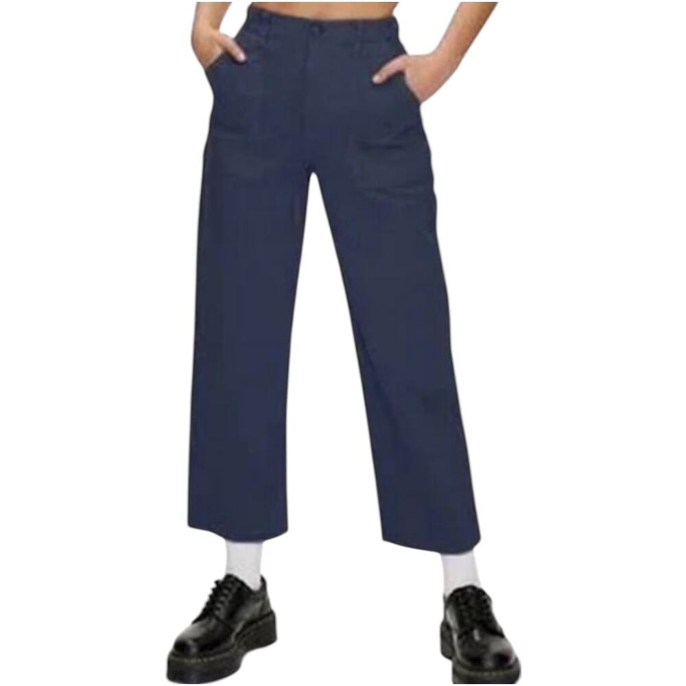 Sunday Best Genevieve Pants Carpenter High Rise Raw Hem Wide Pure Indigo 00
